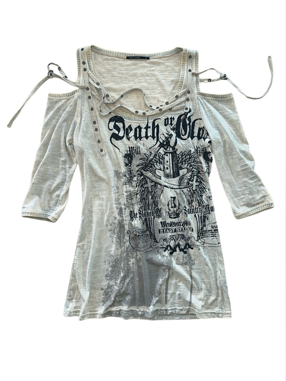 Salvage brand Grunge Cold-Shoulder Top Vintage USA Made